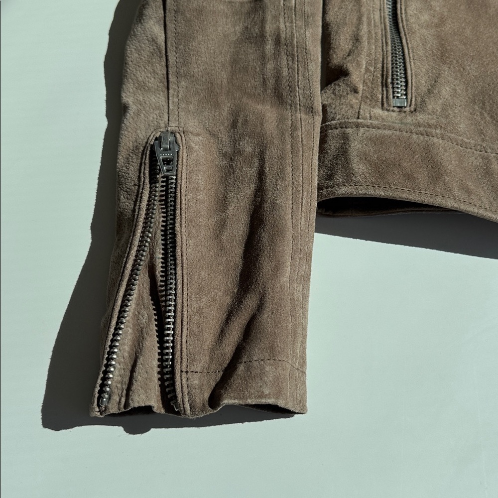 Blank NYC Taupe Light Brown Leather Moto suede Jacket size Small - Picture 3 of 13
